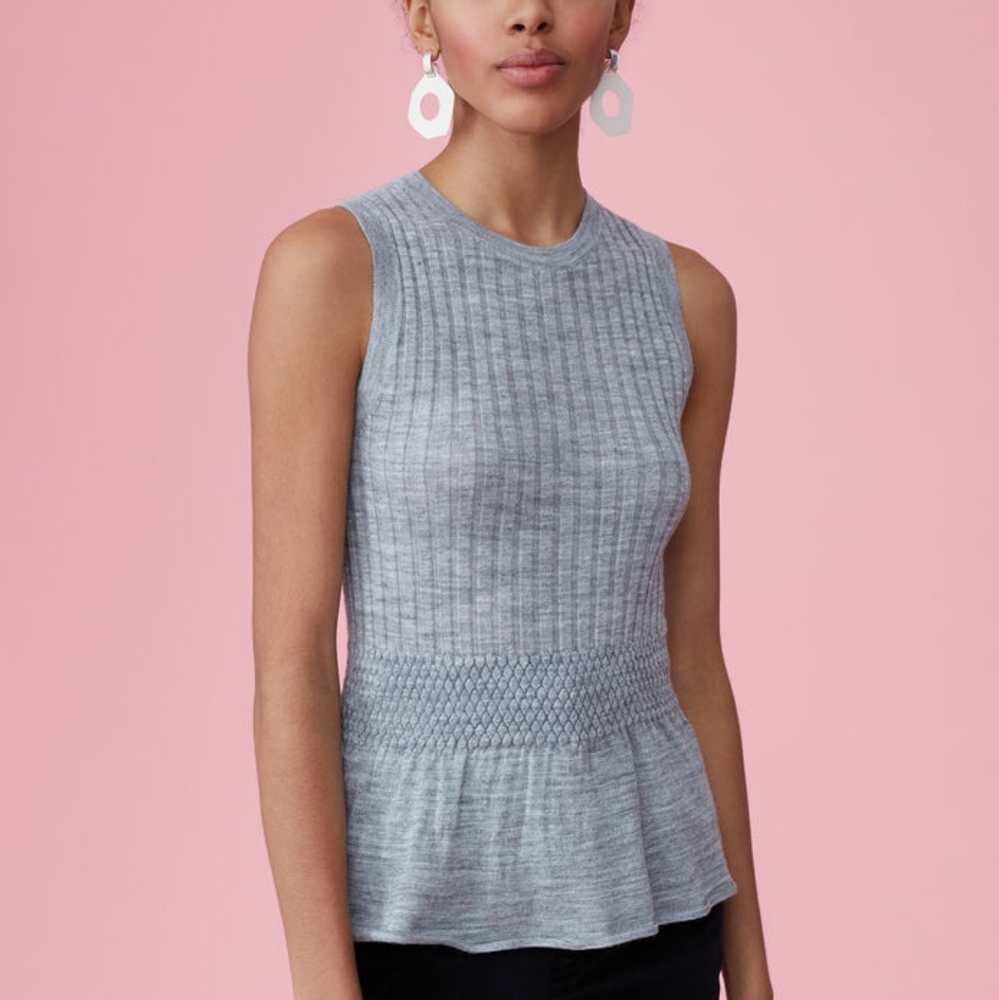 NWT Rebecca Taylor Gray Smoked Knit Tank